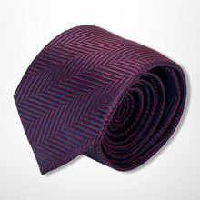 Load image into Gallery viewer, Dark Purple Red Herringbone Silk Tie – Skinny 70mm