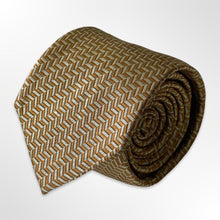 Load image into Gallery viewer, Golden Brown Herringbone Silk Tie – Regular 80mm