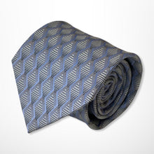 Load image into Gallery viewer, Dark Grey Mysterious Geometric With Blue Curve Silk Tie – Regular 100mm