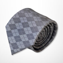 Load image into Gallery viewer, Grey Argyle With Dark Grey Stripes Silk Tie – Regular 80mm