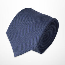 Load image into Gallery viewer, Navy Herringbone Silk Tie – Regular 80mm