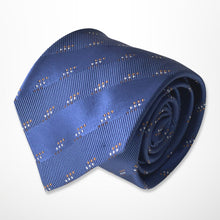 Load image into Gallery viewer, Navy Tartan With Orange and White Pin Dots Silk Tie – Regular 80mm
