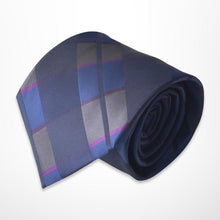 Load image into Gallery viewer, Navy Tartan Silk Tie – Regular 80mm