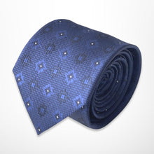 Load image into Gallery viewer, Navy Geometric Silk Tie – Skinny 75mm