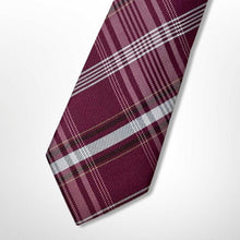 Load image into Gallery viewer, England Red Tartan With White and Dark Red Stripes Silk Tie – Regular 80mm