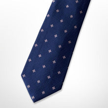 Load image into Gallery viewer, Navy Grenadine With Pink Flower Silk Tie – Regular 80mm