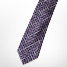 Load image into Gallery viewer, Grey Geographic With Pink Abstract Silk Tie – Regular 90mm