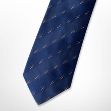 Load image into Gallery viewer, Navy Tartan With Orange and White Pin Dots Silk Tie – Regular 80mm