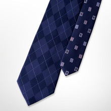 Load image into Gallery viewer, Navy Argyle Silk Tie – Regular 80mm