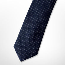 Load image into Gallery viewer, Navy Micro Check With White Cross Silk Tie – Skinny 50mm