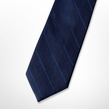 Load image into Gallery viewer, Navy Awning With Dark Blue Stripes Silk Tie – Skinny 70mm