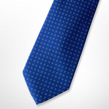 Load image into Gallery viewer, Blue Abstract With White Pin Dots Silk Tie – Regular 85mm