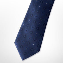 Load image into Gallery viewer, Navy Geometric Silk Tie – Skinny 75mm