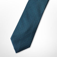 Load image into Gallery viewer, Dark Green Geometric With Mint Pin Dots Silk Tie – Regular 85mm