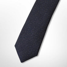 Load image into Gallery viewer, Dark Grey Knit With Silver Pin Dots Silk Tie – Skinny 50mm