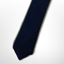 Load image into Gallery viewer, Black Twill With Yellow Lines Around The Edge Silk Tie – Skinny 60mm
