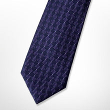 Load image into Gallery viewer, Dark Purple Geometric With White Square Silk Tie – Skinny 75mm