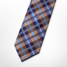 Load image into Gallery viewer, England Purple Tartan With Orange and Brown Stripes Silk Tie – Regular 80mm