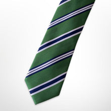 Load image into Gallery viewer, Green Regimental Silk Tie – Skinny 75mm