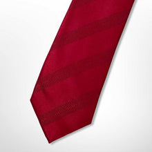 Load image into Gallery viewer, Red Repp With Dark Red Stripes Silk Tie – Regular 80mm