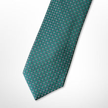 Load image into Gallery viewer, Green Geometric With Grey and Dark Green Square Silk Tie – Regular 80mm