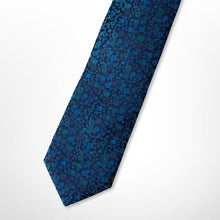 Load image into Gallery viewer, Dark Green Floral With Blue and Mint Flowers Silk Tie – Skinny 70mm