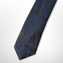 Load image into Gallery viewer, Dark Green Paisley With Light Green Floral Silk Tie – Skinny 50mm