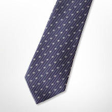 Load image into Gallery viewer, Dark Purple Stripes With White Pin Dots Silk Tie – Skinny 75mm