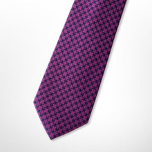 Load image into Gallery viewer, Blossom Purple Geometric With Black Circle Silk Tie – Skinny 70mm