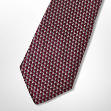 Load image into Gallery viewer, Dark Red Knit With Silver and White Square Silk Tie – Regular 80mm