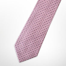 Load image into Gallery viewer, Light Pink Geographic With Black Pin Dots Silk Tie – Regular 90mm