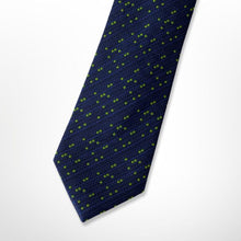 Load image into Gallery viewer, Navy Knit With Green Pin Dots Silk Tie – Regular 80mm