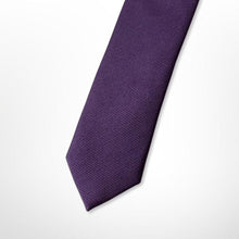 Load image into Gallery viewer, Dark Purple Twill Silk Tie – Skinny 50mm