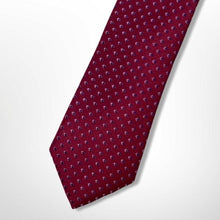 Load image into Gallery viewer, Dark Red Geometric With Black Pin Dots Silk Tie – Skinny 60mm