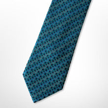 Load image into Gallery viewer, Dark Green Geometric With Mint Ancient Coins Silk Tie – Skinny 75mm