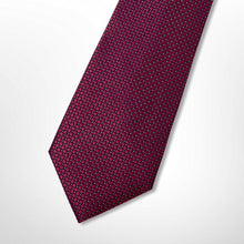 Load image into Gallery viewer, Dark Red Geometric With Black Circles and White Pin Dots Silk Tie – Regular 90mm
