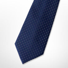 Load image into Gallery viewer, Navy Check With White Pin Dots Silk Tie – Regular 100mm