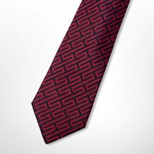 Load image into Gallery viewer, Dark Red Pattern With Black Stripes Geometric Silk Tie – Skinny 75mm