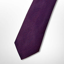 Load image into Gallery viewer, Dark Purple Red Herringbone Silk Tie – Skinny 70mm