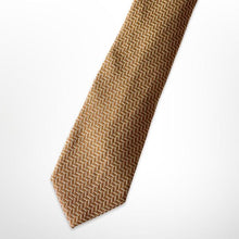 Load image into Gallery viewer, Golden Brown Herringbone Silk Tie – Regular 80mm