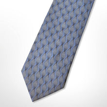Load image into Gallery viewer, Dark Grey Mysterious Geometric With Blue Curve Silk Tie – Regular 100mm