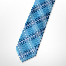 Load image into Gallery viewer, Candy Blue Tartan Silk Tie – Regular 90mm