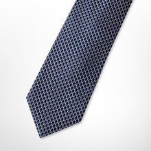 Load image into Gallery viewer, Navy Micro Check With Blue Geometry Silk Tie – Skinny 75mm