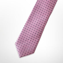 Load image into Gallery viewer, Light Pink Geographic With Black Pin Dots Silk Tie – Skinny 50mm