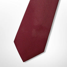 Load image into Gallery viewer, Dark Red Knit With White Pin Dots Silk Tie – Regular 95mm