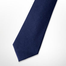 Load image into Gallery viewer, Navy Herringbone Silk Tie – Regular 80mm