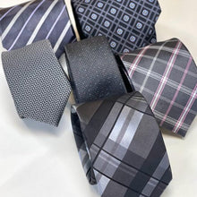 Load image into Gallery viewer, Dark Blue Repp With Purple and Light Yellow Stripes Silk Tie – Regular 85mm