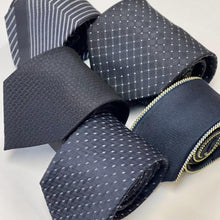 Load image into Gallery viewer, Black Pattern With White Stripes Silk Tie – Skinny 70mm