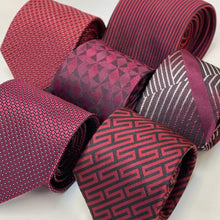 Load image into Gallery viewer, Red Repp With Black Stripes Silk Tie – Regular 80mm