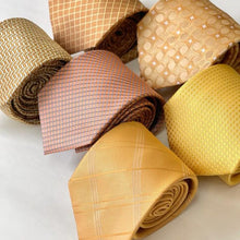 Load image into Gallery viewer, Golden Brown Herringbone Silk Tie – Regular 80mm